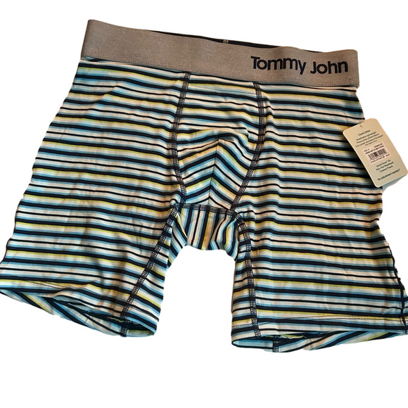 Tommy John Second Skin Boxer Briefs Hint Of Mint Stripes Small NWT - Picture 1 of 5